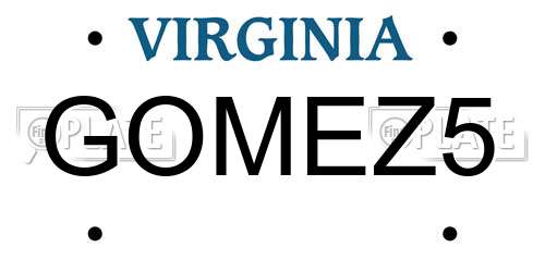 GOMEZ5 Virginia License Plate