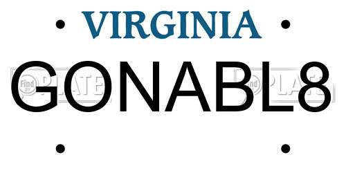 GONABL8 Virginia License Plate