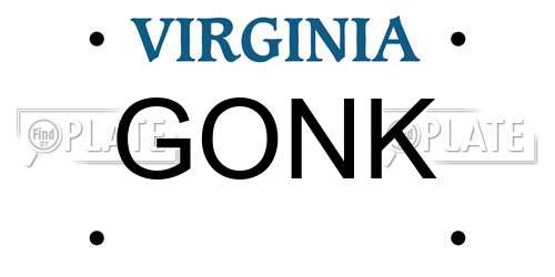 GONK Virginia License Plate