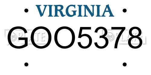GOO5378 Virginia License Plate
