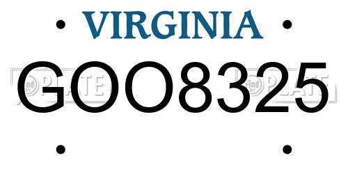 GOO8325 Virginia License Plate