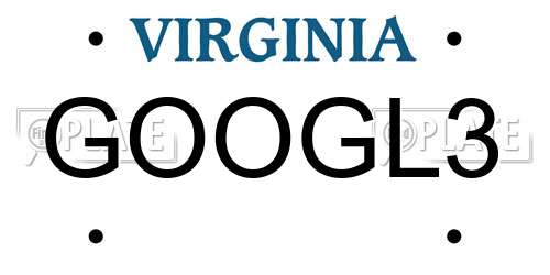 GOOGL3 Virginia License Plate