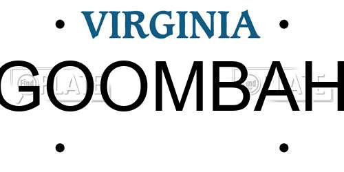 GOOMBAH Virginia License Plate
