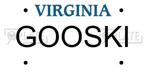 GOOSKI Virginia License Plate