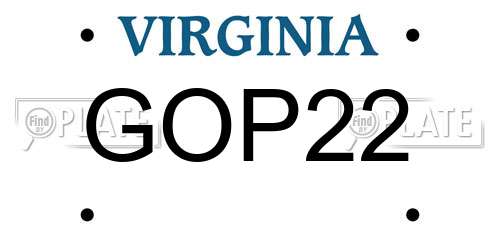 GOP22 Virginia License Plate