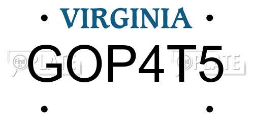 GOP4T5 Virginia License Plate