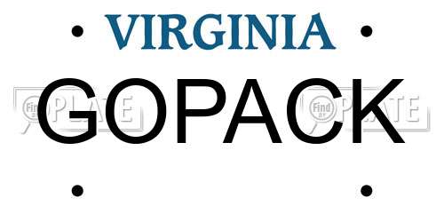 GOPACK Virginia License Plate