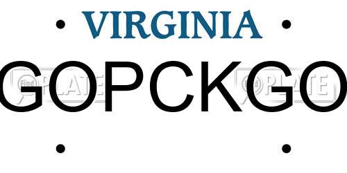 GOPCKGO Virginia License Plate