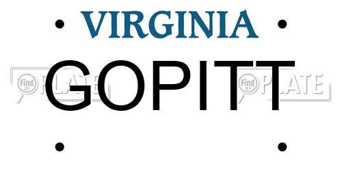 GOPITT Virginia License Plate