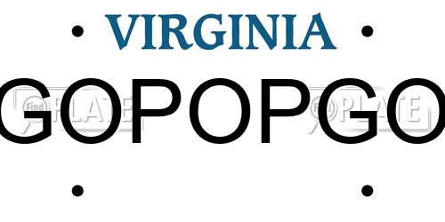 GOPOPGO Virginia License Plate
