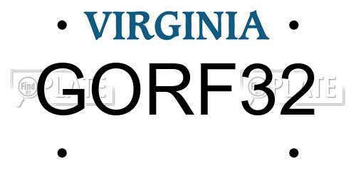 GORF32 Virginia License Plate