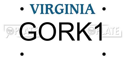GORK1 Virginia License Plate