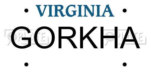 GORKHA Virginia License Plate