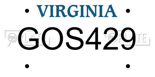 GOS429 Virginia License Plate