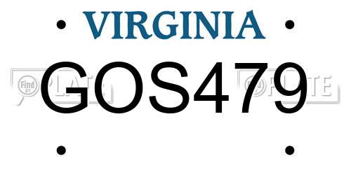 GOS479 Virginia License Plate