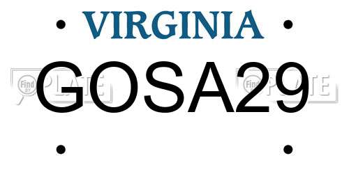 GOSA29 Virginia License Plate