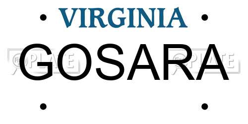 GOSARA Virginia License Plate
