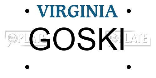 GOSKI Virginia License Plate