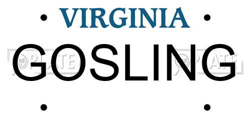 GOSLING Virginia License Plate