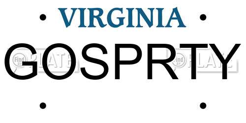 GOSPRTY Virginia License Plate
