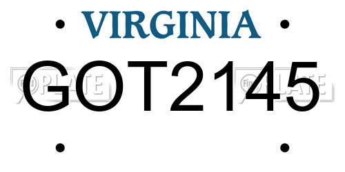 GOT2145 Virginia License Plate