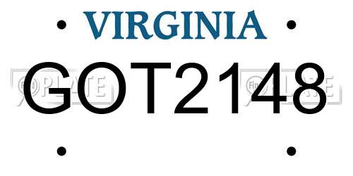 GOT2148 Virginia License Plate
