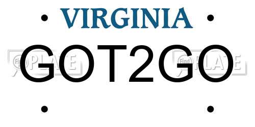 GOT2GO Virginia License Plate
