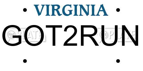 GOT2RUN Virginia License Plate