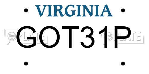GOT31P Virginia License Plate