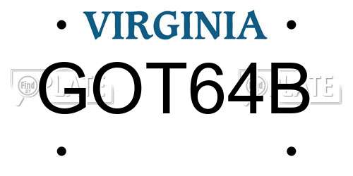 GOT64B Virginia License Plate