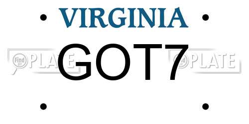 GOT7 Virginia License Plate