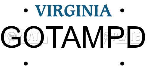 GOTAMPD Virginia License Plate