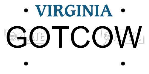 GOTCOW Virginia License Plate