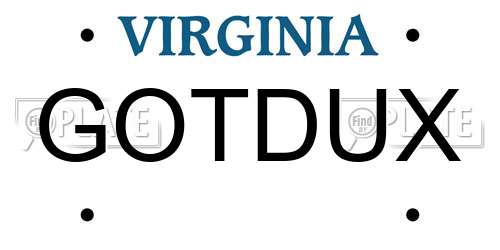 GOTDUX Virginia License Plate