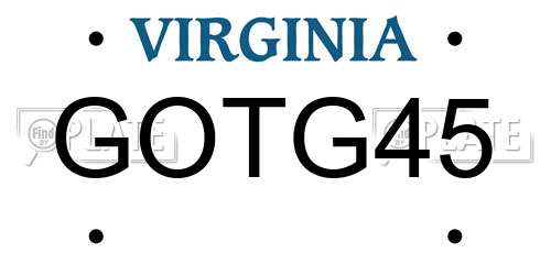 GOTG45 Virginia License Plate