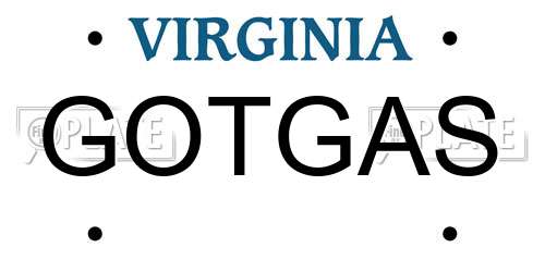 GOTGAS Virginia License Plate