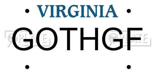 GOTHGF Virginia License Plate