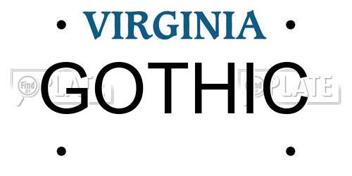 GOTHIC Virginia License Plate