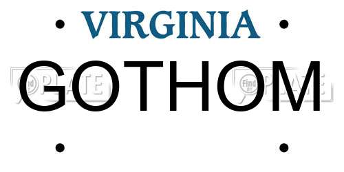 GOTHOM Virginia License Plate