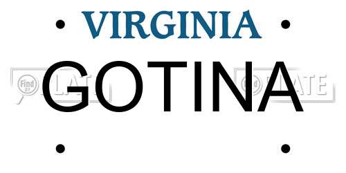 GOTINA Virginia License Plate
