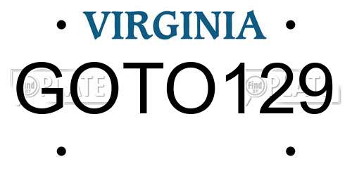 GOTO129 Virginia License Plate
