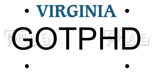 GOTPHD Virginia License Plate