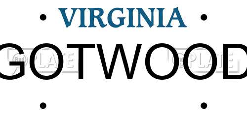 GOTWOOD Virginia License Plate