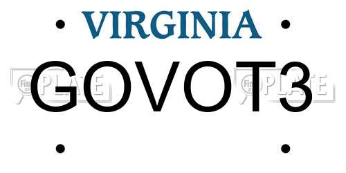 GOVOT3 Virginia License Plate