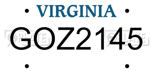 GOZ2145 Virginia License Plate