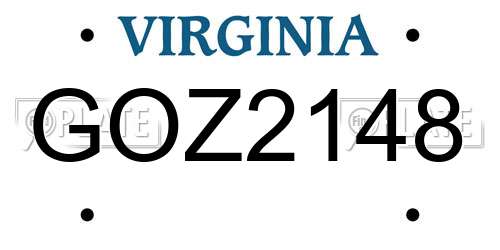 GOZ2148 Virginia License Plate
