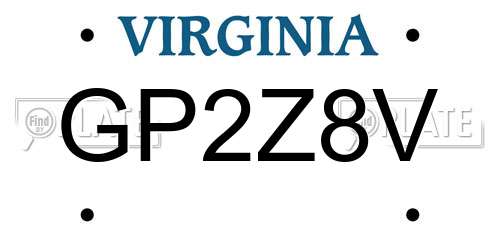 GP2Z8V Virginia License Plate