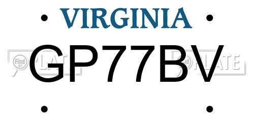 GP77BV Virginia License Plate