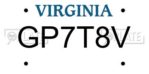 GP7T8V Virginia License Plate