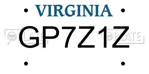 GP7Z1Z Virginia License Plate